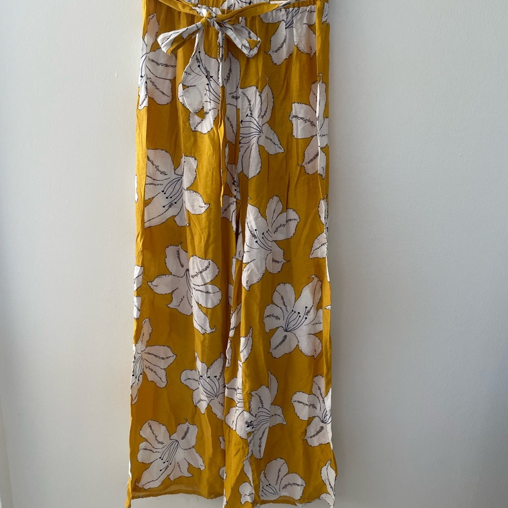 Sweet Rain Mustard and White Floral Pants Ladies Size Large